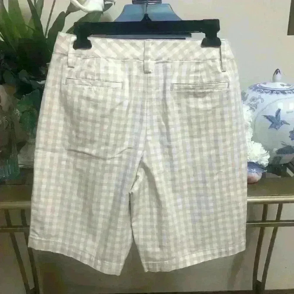 LANDS END CHECKERED MID RISE GOLF ATHLEISURE CASUAL SHORTS WITH POCKETS SIZE 4 - Picture 3 of 7